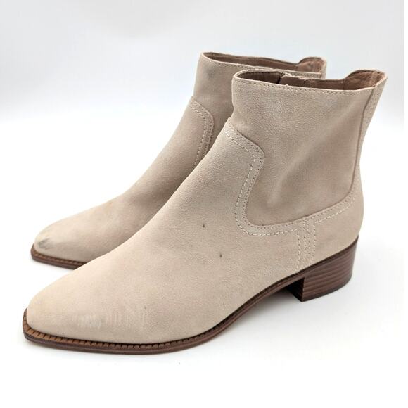 Cole Haan Naia Pointed Toe Block Heel Booties Women's Light Beige Size US7.5B - Picture 1 of 8